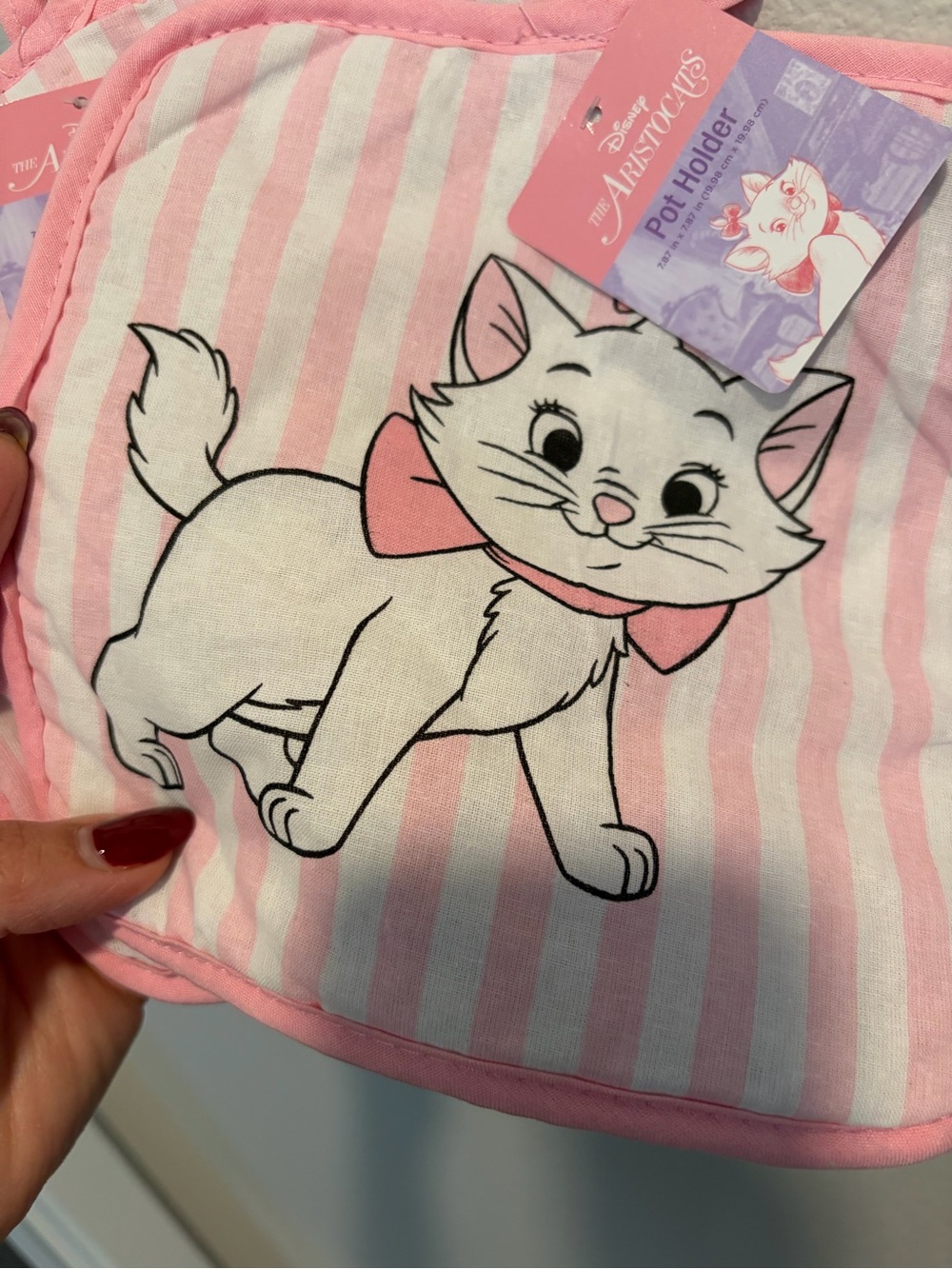 New Disney Marie Pink & White Striped Cat Pot Holder